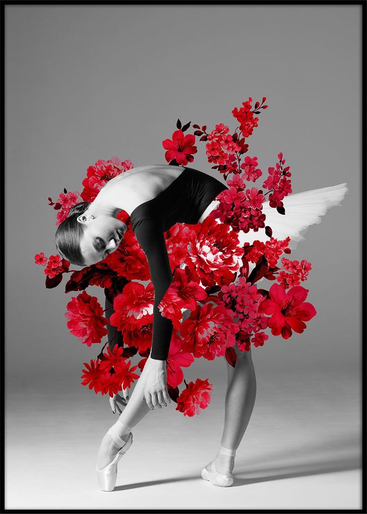 Falikép 50x70 cm, női ballerina virágokkal - BIZARRE - Butopêa